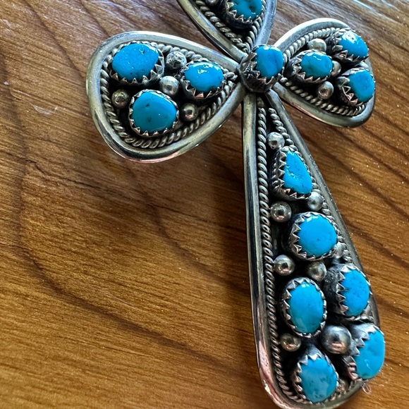 Vintage Turquoise Cross Pendant - Picture 3 of 8
